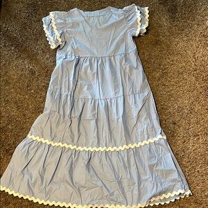Blue Flutter Sleeve Tiered Midi Dress